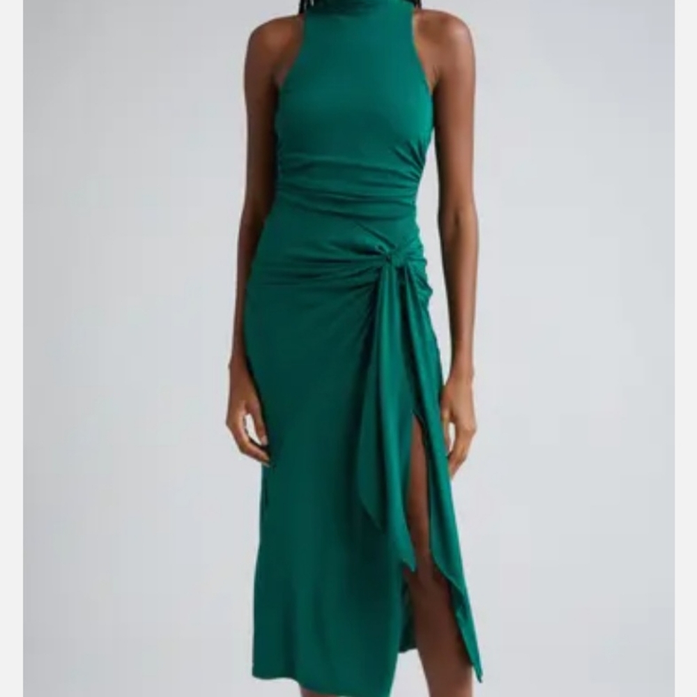 Cinq a sept rori scrunch neck body-con dress green size 6 worn once
